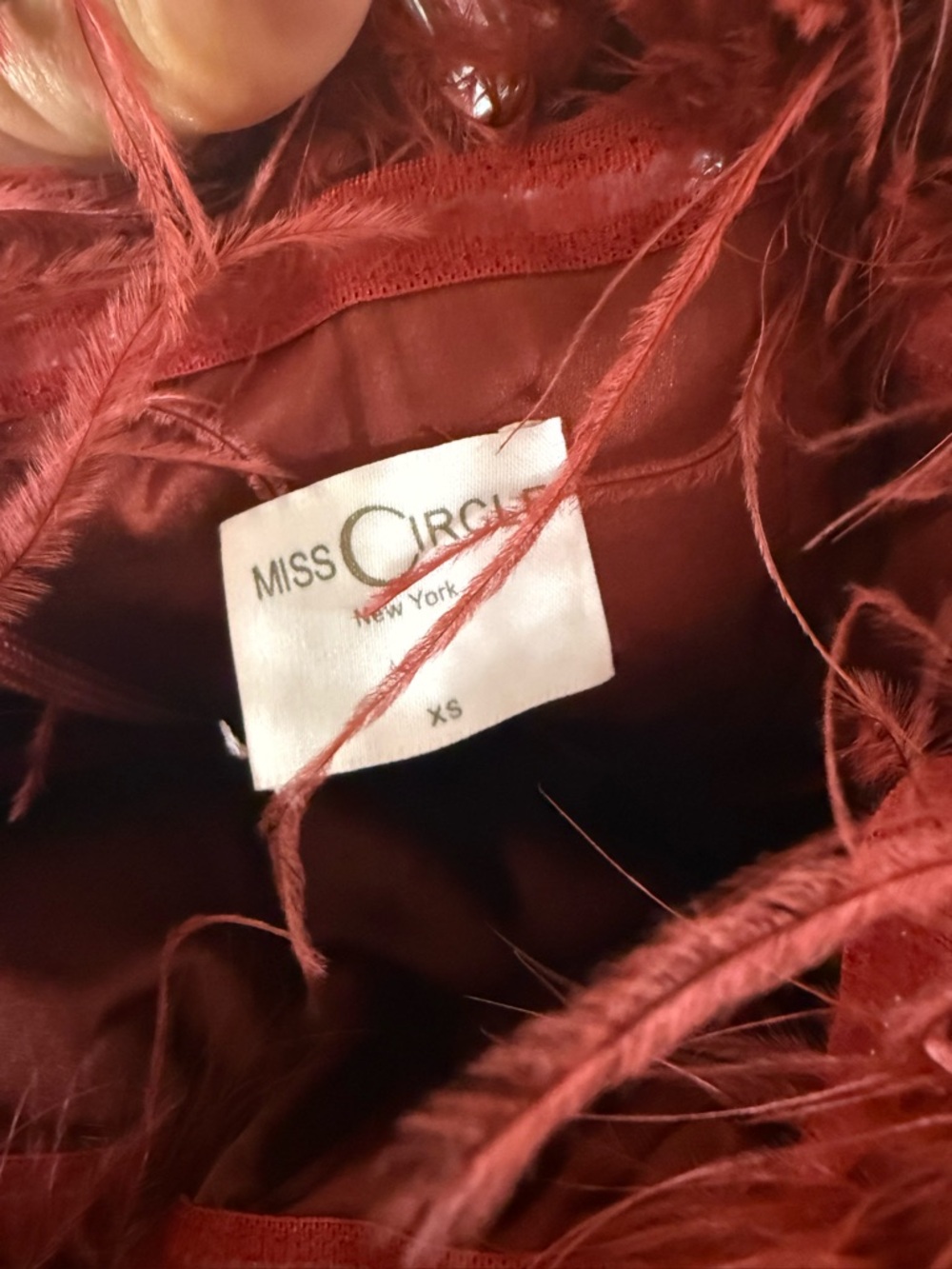 Strapless Feather-Trim Jumpsuit in Crimson - Picture 5 of 7